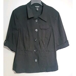Lane Bryant Women's Black Button Front Collared Jacket Plus Size 20